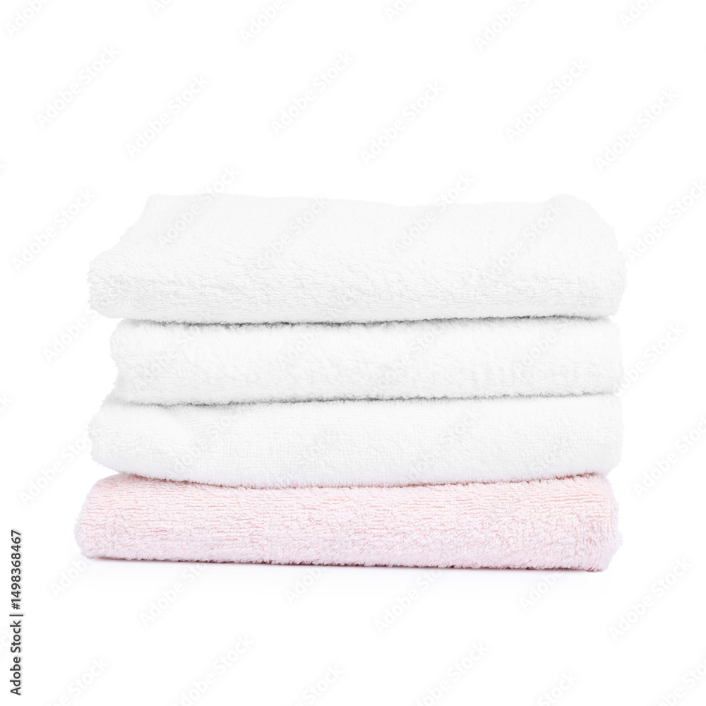 Stack of clean towels isolated on white Stack of clean towels isolated on white