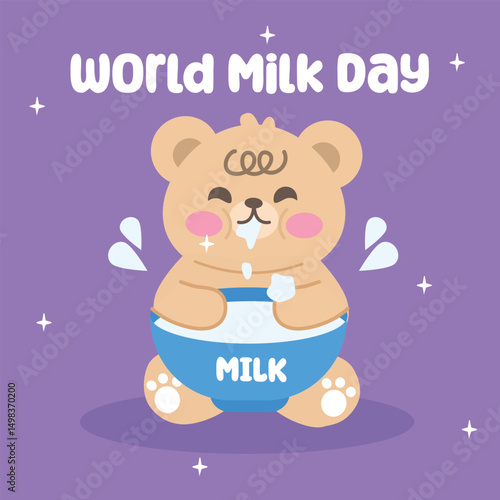 World milk day vector design for world milk day celebration. Suitable for flat design graphic illustration, background, template, social media, poster, flyer design, etc