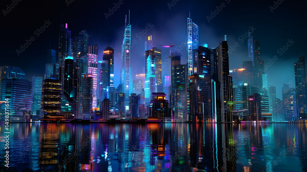 Obraz premium Futuristic Smart City Skyline