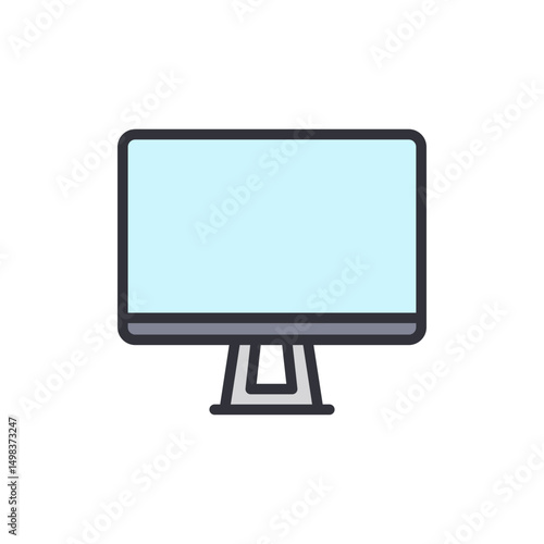 Minimalist Illustration Of A Desktop Computer With Transparent Display