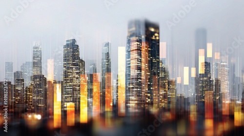 Double Exposure Effect of a Modern City Business District