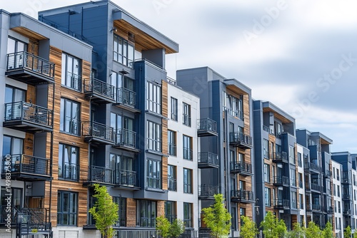 Modern Apartment Buildings Row