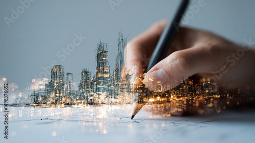 Executives Hand Sketching Growth Plans on Glass Surface