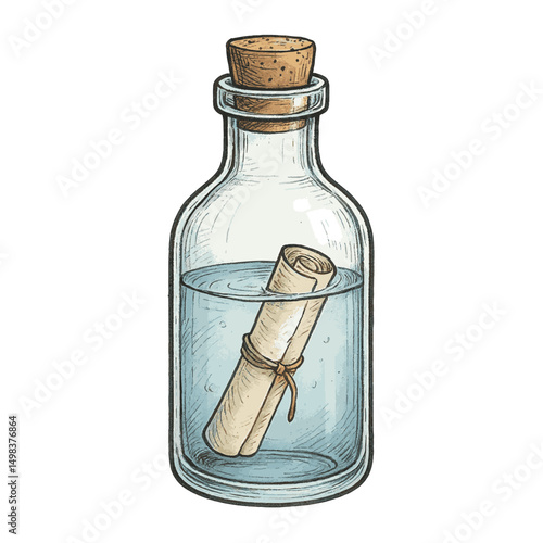 Glass Bottle with Submerged Message – Symbol of Hidden Emotion