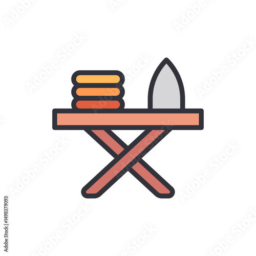 Illustration Of An Ironing Board With Clothes Ready For Ironing