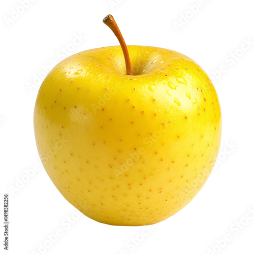 Golden yellow apple isolated on transparent background