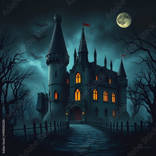 The Halloween scary castle is a very old, dark and spooky place. It has been abandoned for many years and now only the ghosts live there. on All Hallow's Eve the ghosts come out to haunt anyone who da