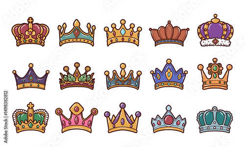 Crown headband graphic vector illustration set