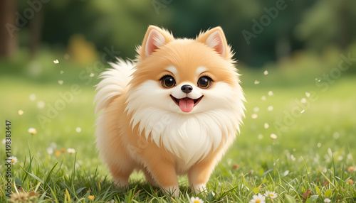pomeranian puppy in the grass