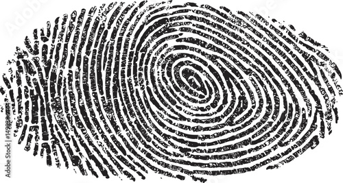 Black and white fingerprint illustration on a white background, identity concept. Vector illustration