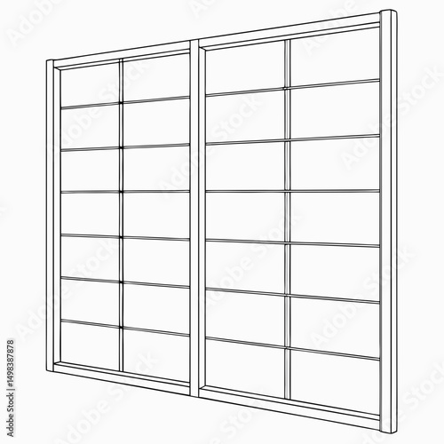 Double pane window design architectural line art