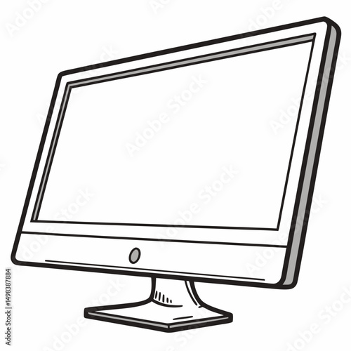 Modern computer monitor hand drawn illustration