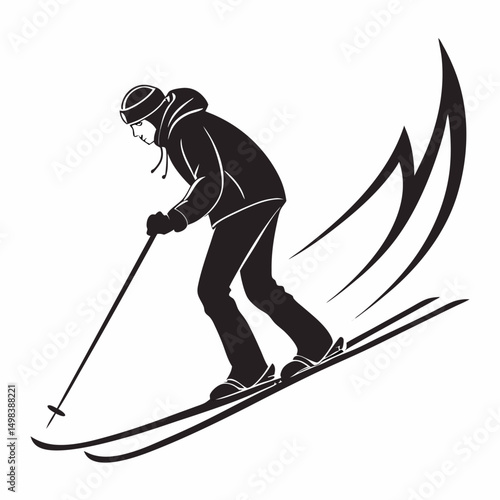 Skier downhill skiing winter sport action