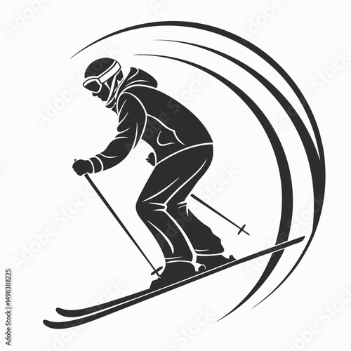 Skier silhouette dynamic downhill skiing speed