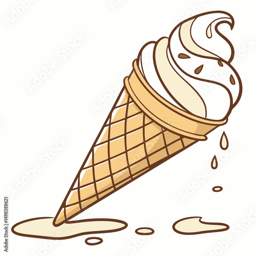 Melted ice cream cone summer treat sweet dessert