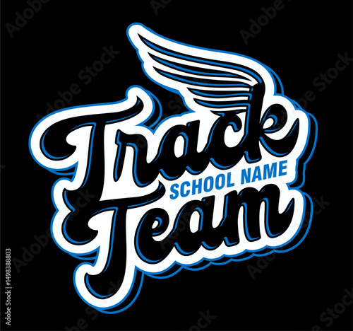 track team design with wings for school, college or league sports