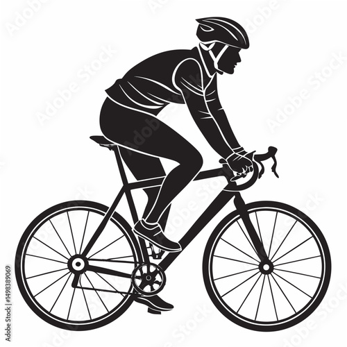 Professional cyclist silhouette, isolated bicycle rider, transparent png
