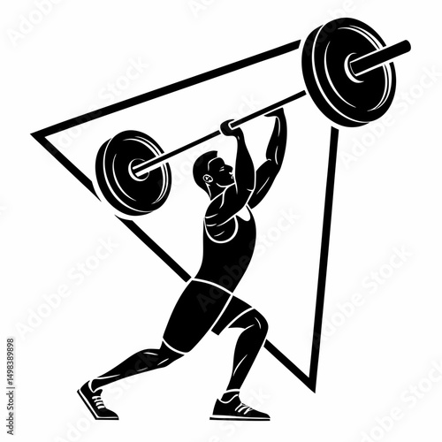 Powerful weightlifter silhouette clean cutout image