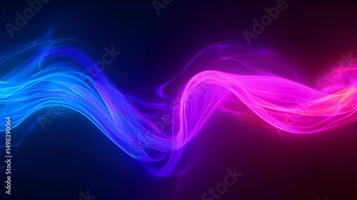 Looping animation of glowing abstract scribbles in neon blue, pink, and orange