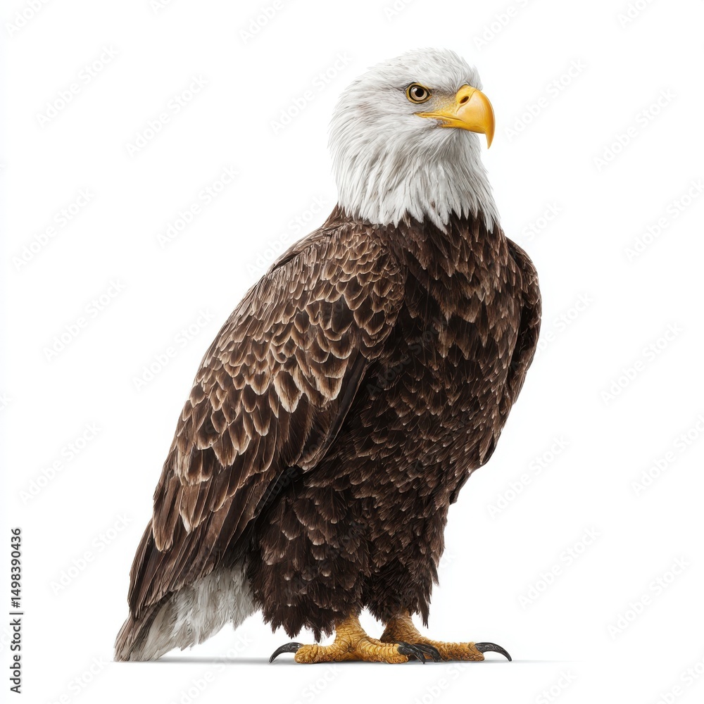 Fototapeta premium Bald eagle isolated on transparent background, full body shot