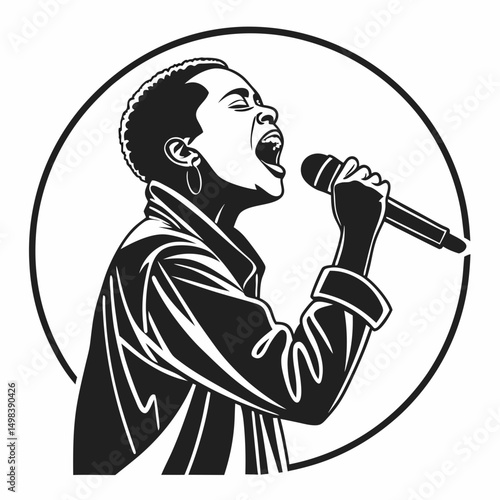 Powerful female singer performing live music