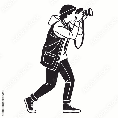 Young photographer capturing moment dslr camera