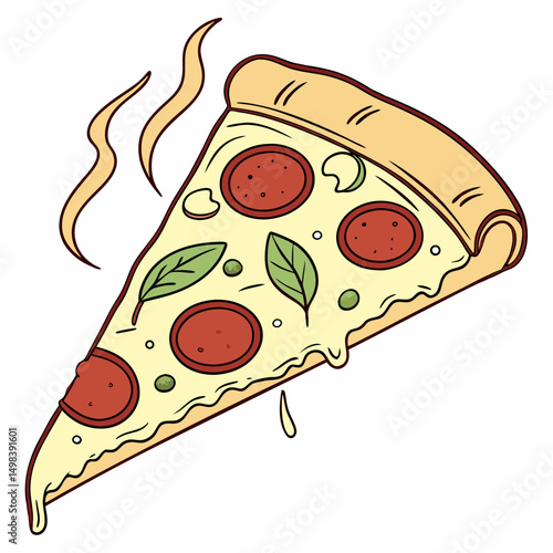 Delicious melted cheese pepperoni pizza slice