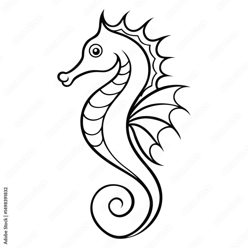 Fototapeta premium Minimalist Line Art of a Seahorse for Marine and Nature Projects