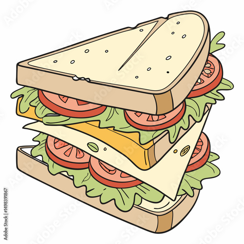 Delicious double decker sandwich fresh ingredients