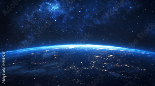Blue tech sense Earth, blue planet in the universe, PPT background