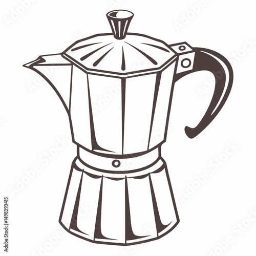 Professional cutout image of a moka pot on white