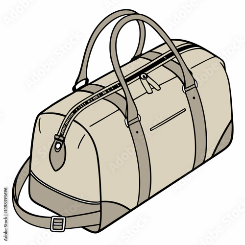 Stylish beige travel duffle bag weekend getaway