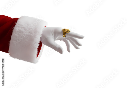 Santas Golden Ring Christmas Gift Holiday Jewelry isolated on transparent background