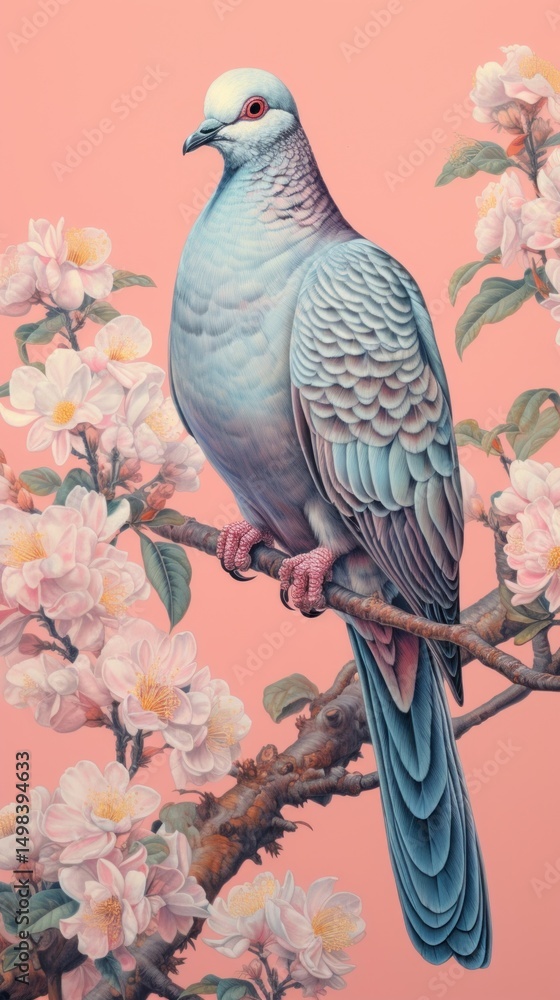 Fototapeta premium Vintage drawing pigeon animal bird wildlife.