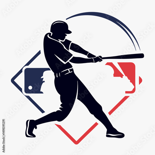 Baseball player silhouette batting action graphic
