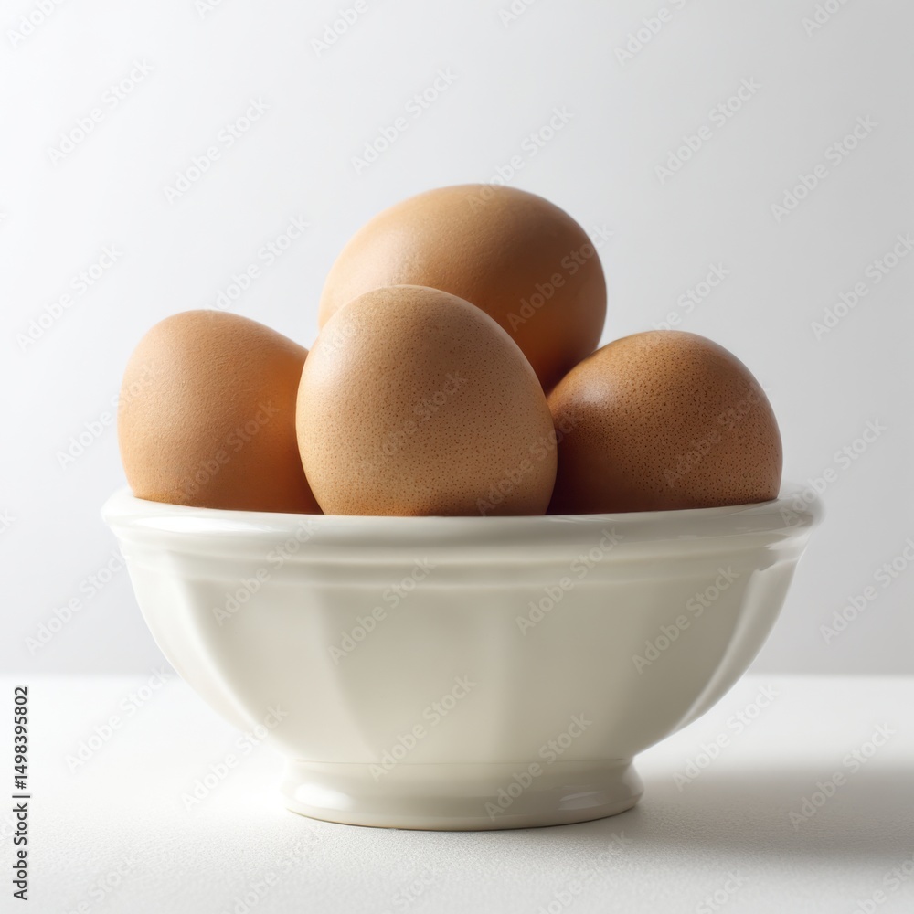 Brown eggs in a white bowl isolated on transparent background Brown eggs in a white bowl isolated on transparent background