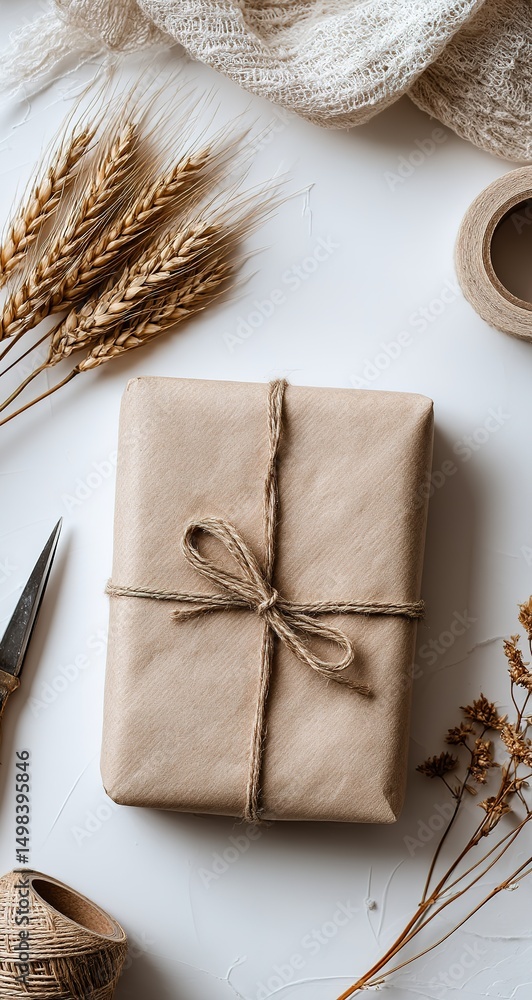 Obraz premium Simple Gift Wrapped With Natural Elements