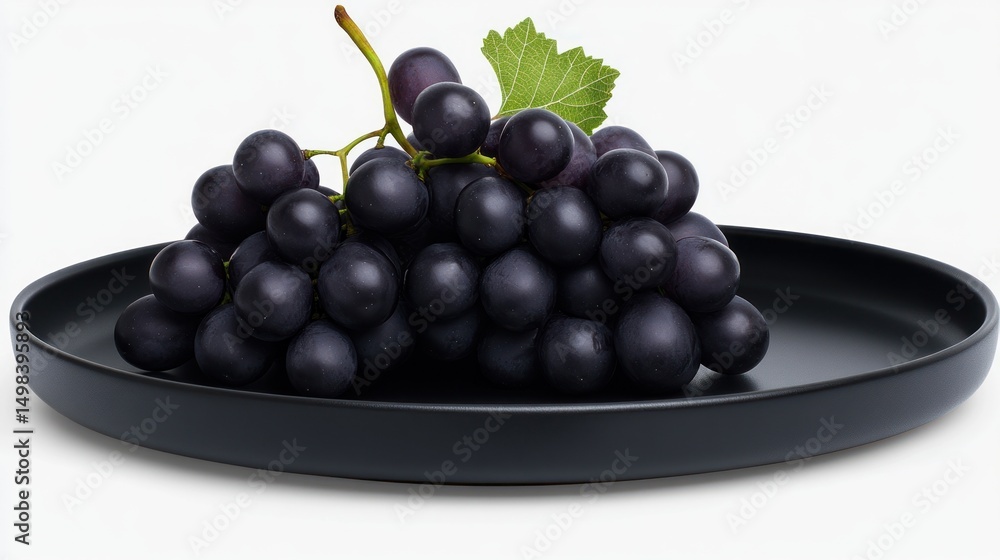 Fototapeta premium Black Grapes on a Black Plate