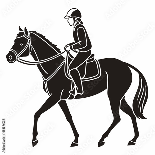Woman horseback riding equestrian silhouette sport