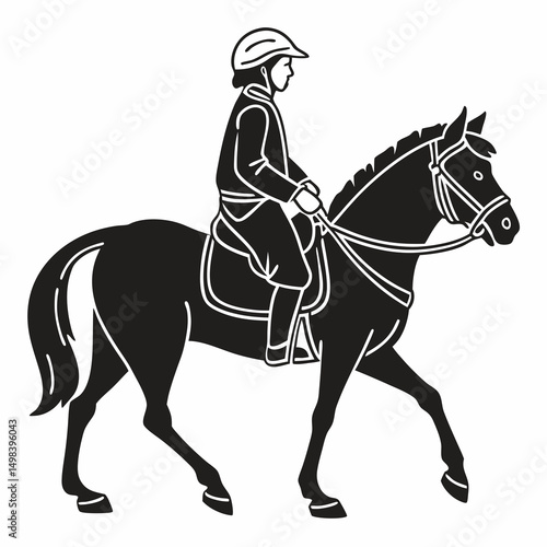 Young rider horseback riding equestrian sport