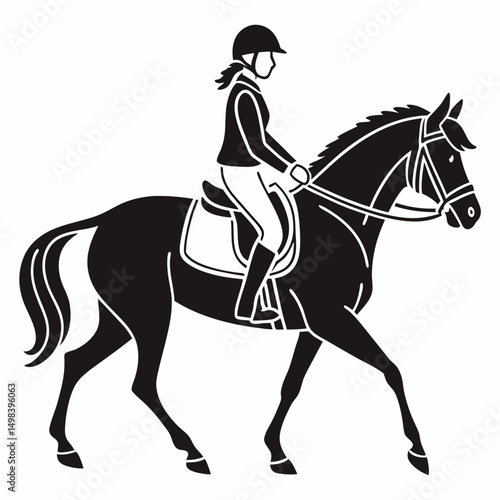 Woman horseback riding equestrian sport silhouette