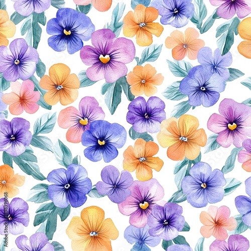 Wallpaper Mural Watercolor Floral Pattern Torontodigital.ca