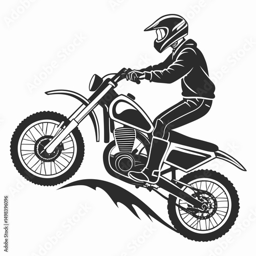 Motocross rider soaring over hilltop adventure