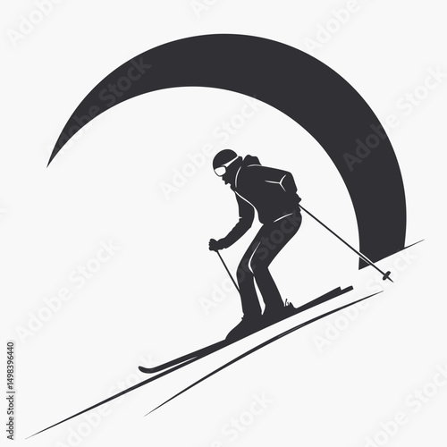 Skier silhouette downhill slope winter sport
