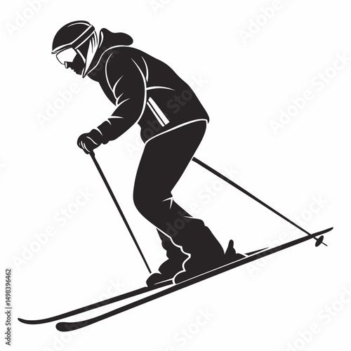 Skier silhouette downhill skiing winter sport