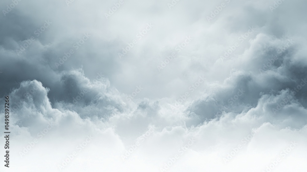 Obraz premium A Serene Sky: Vast expanse of clouds, ethereal and calming, a breathtaking view above.