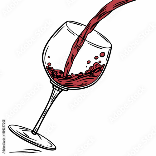 Red wine pouring into tilted glass elegant design