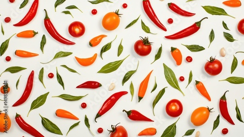 Wallpaper Mural Vibrant Chili Peppers and Tomatoes Pattern Torontodigital.ca