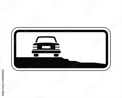 Dangerous Shoulder – Risky Exit Due to Road Conditions – High Quality Stock Vectorial Image