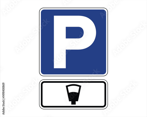 Paid Parking – Metered Parking Zone – High Quality Stock Vectorial Image